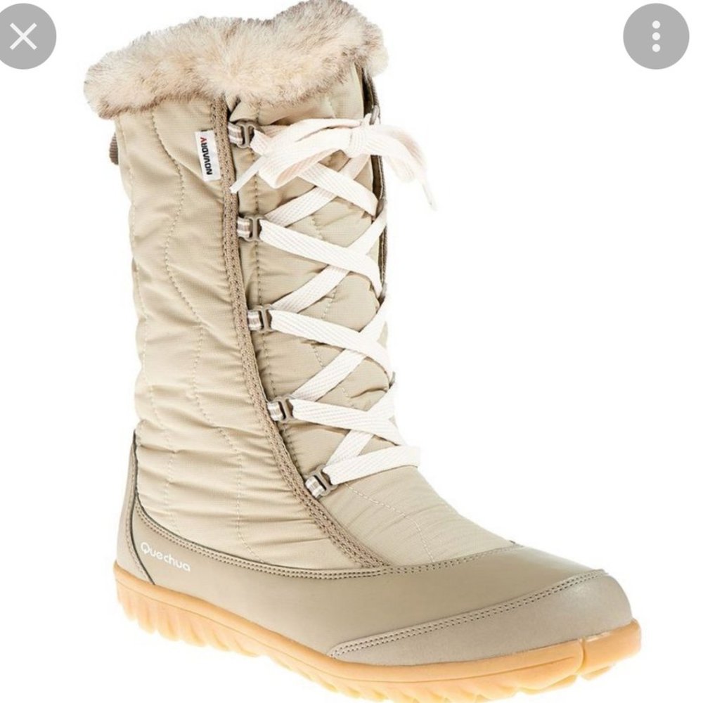 Quechua Tika Lady New Beige waterproof winter boot, women's size 4.5